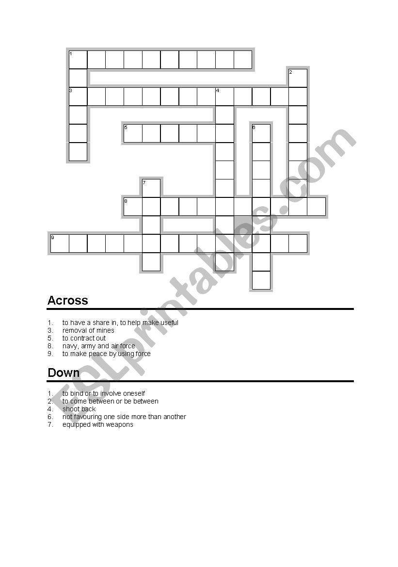 CrossWord worksheet