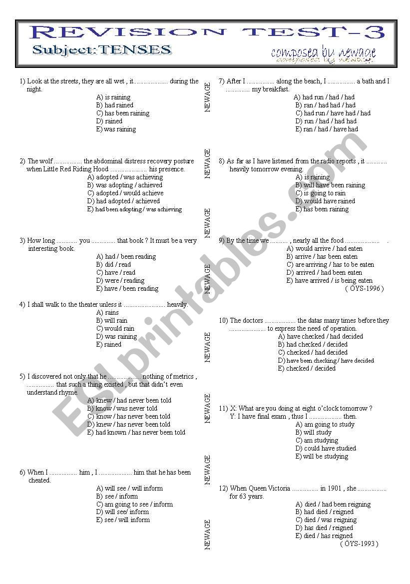 MIXED TENSES worksheet