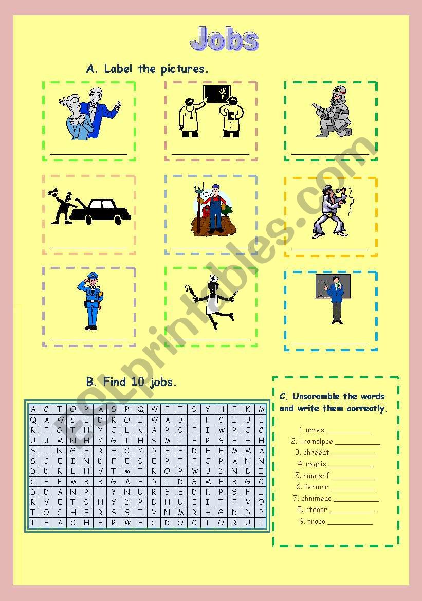 Jobs worksheet