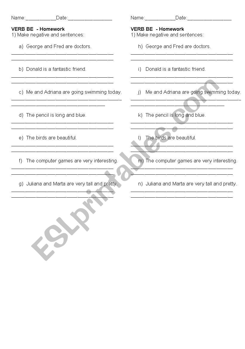 Verb BE worksheet