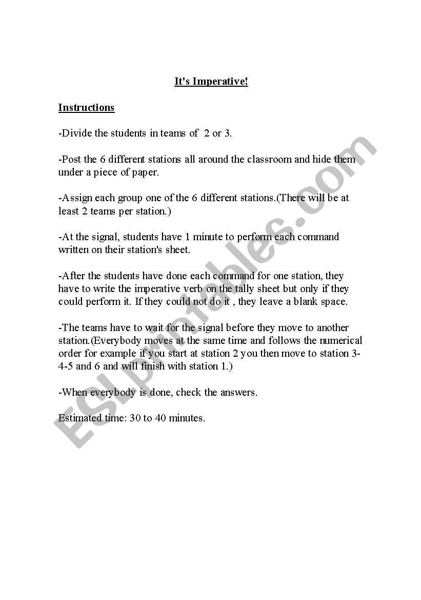 Its imperative worksheet