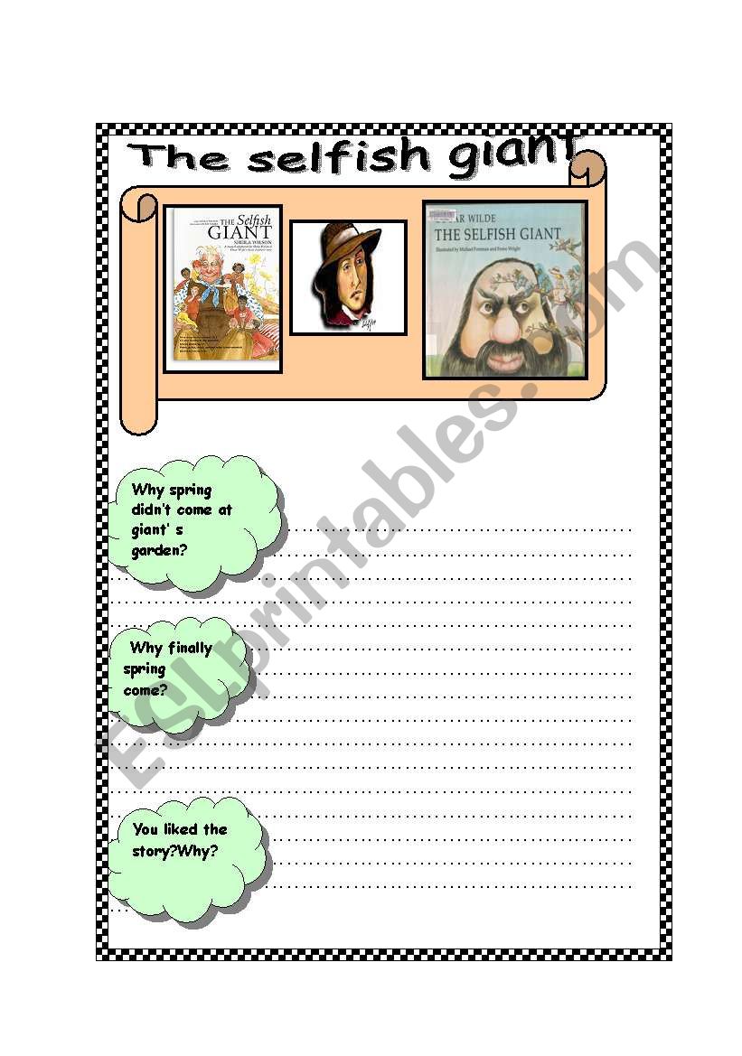 The selfish giant worksheet