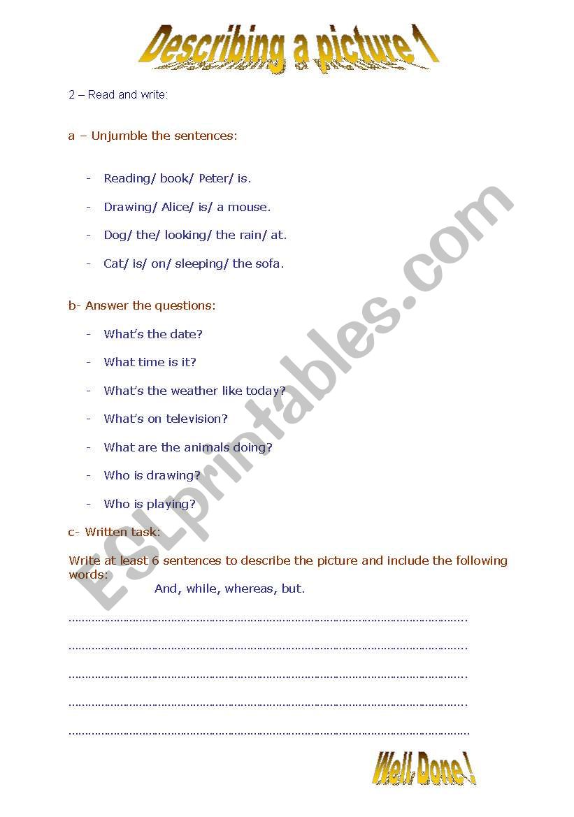 describing a picture following another worsheet with picture