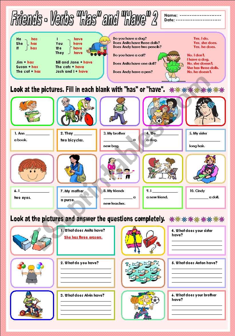 Friends - verbs (Has and Have) 2