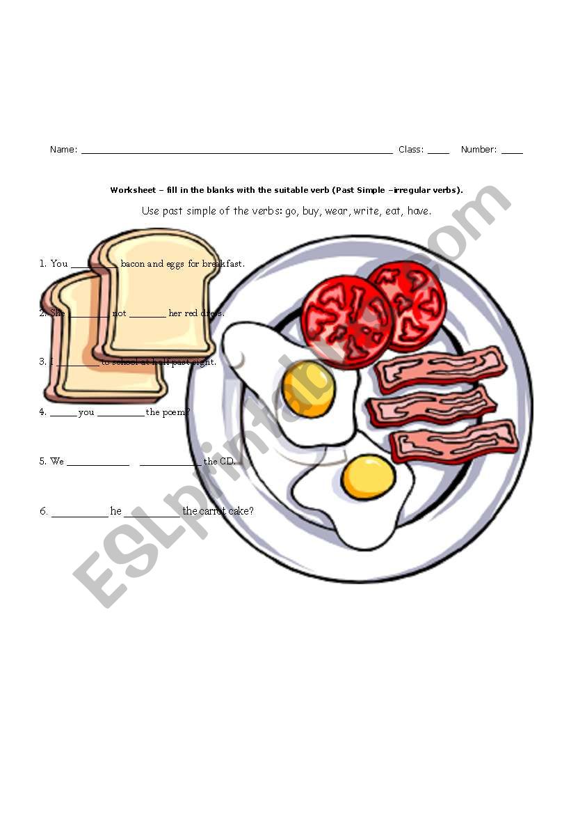 Past Simple  irregular verbs - fill in exercises