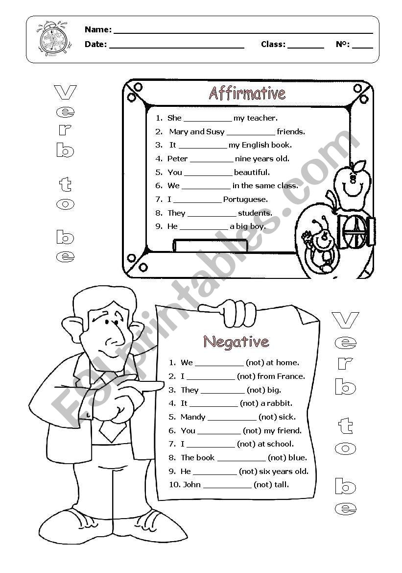 Verb to be affirmative and negative form