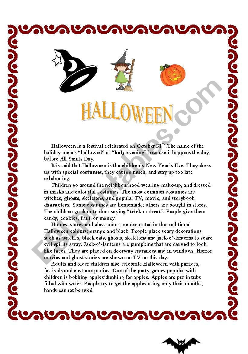 HALLOWEEN - reading comprehension (+activities)