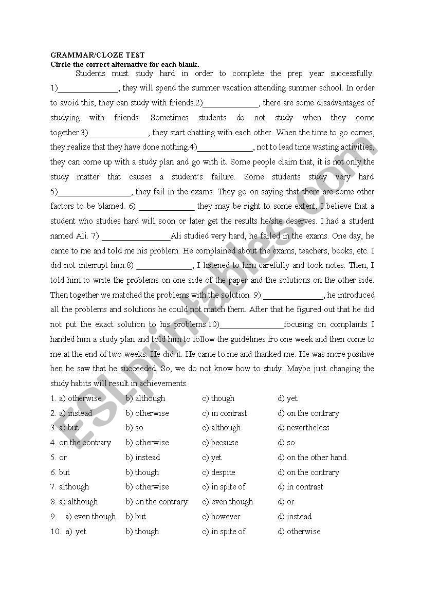 linkers activity worksheet