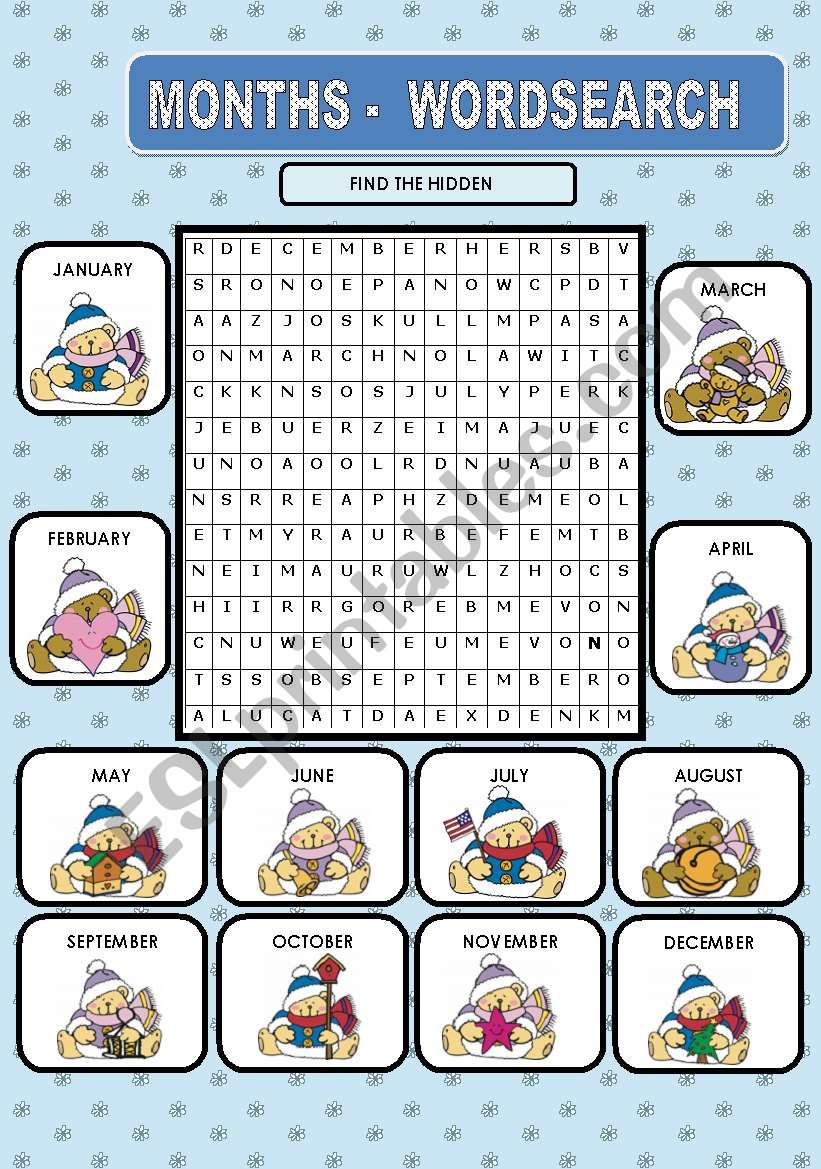 MONTHS - WORDSEARCH worksheet