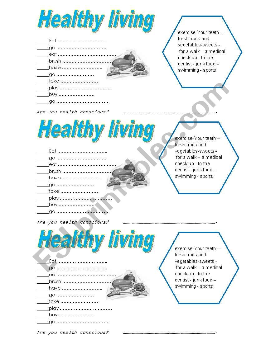 Healthy Living worksheet