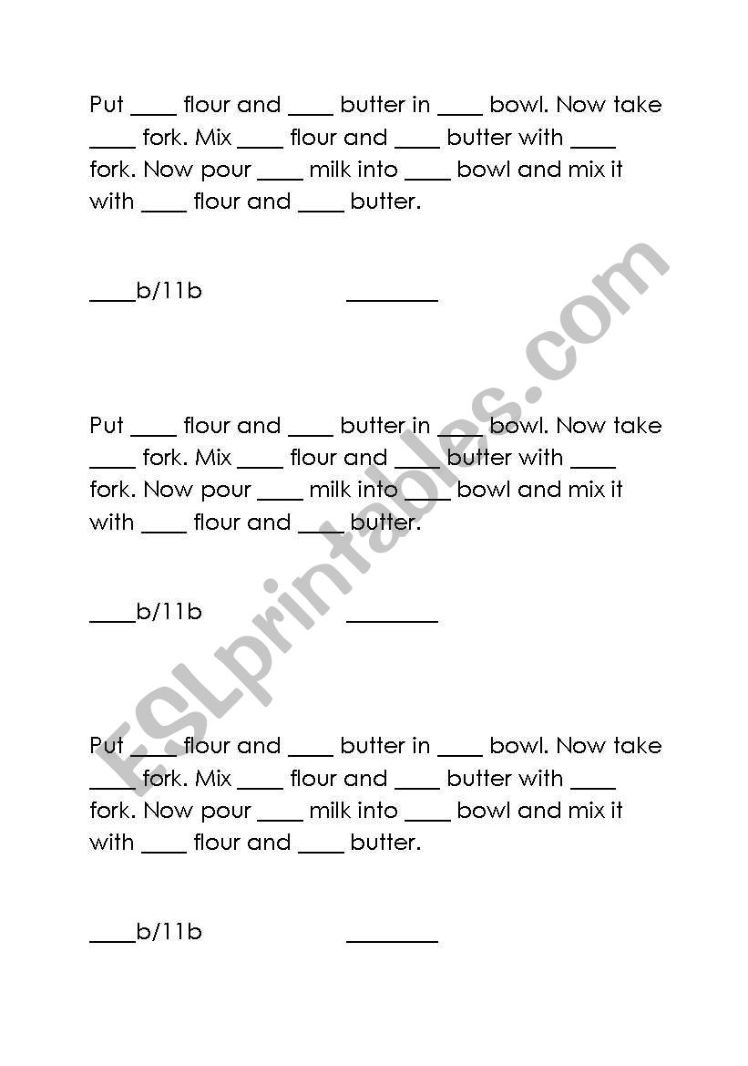 Articles worksheet
