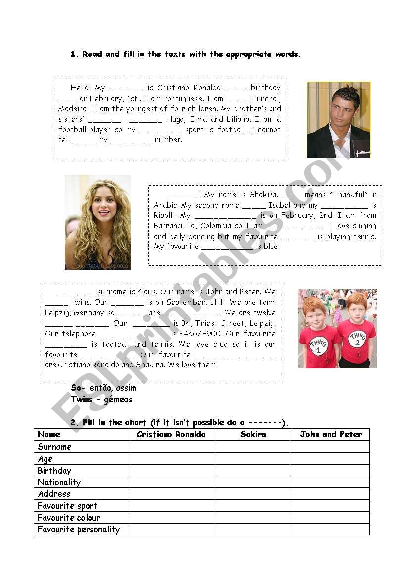 Personal Information Revision Worksheet