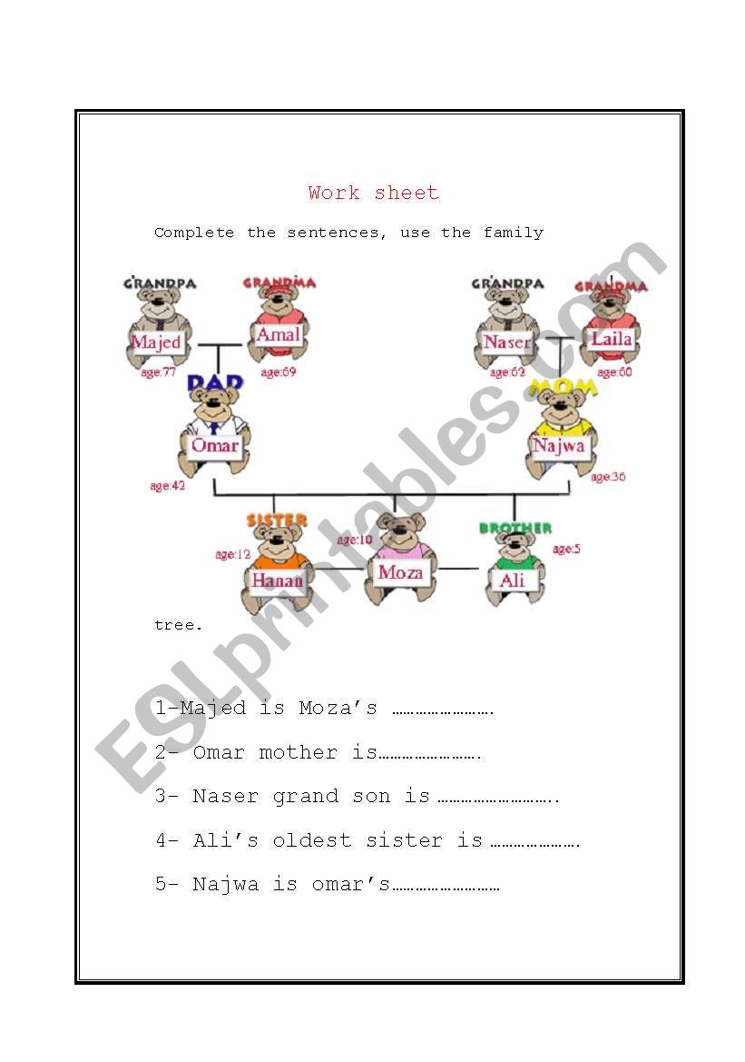 family worksheet