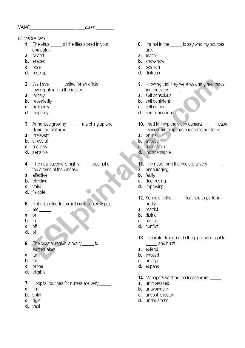 vocabulary practice worksheet