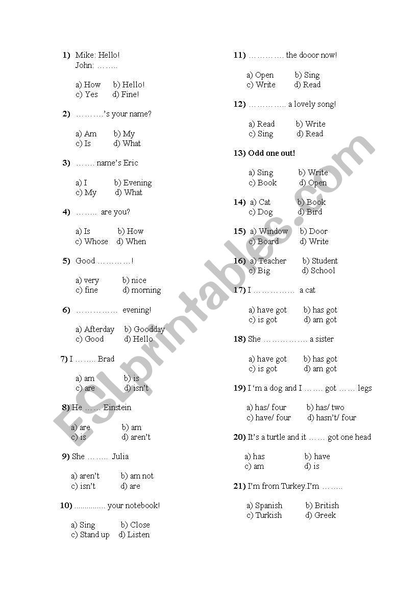 revision worksheet