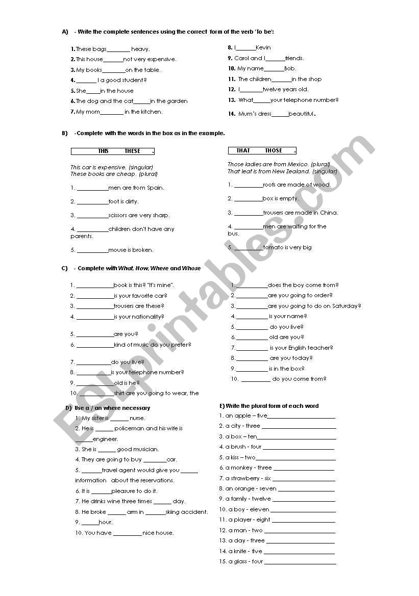 REVIEW ELEMENTARY LEVELS worksheet