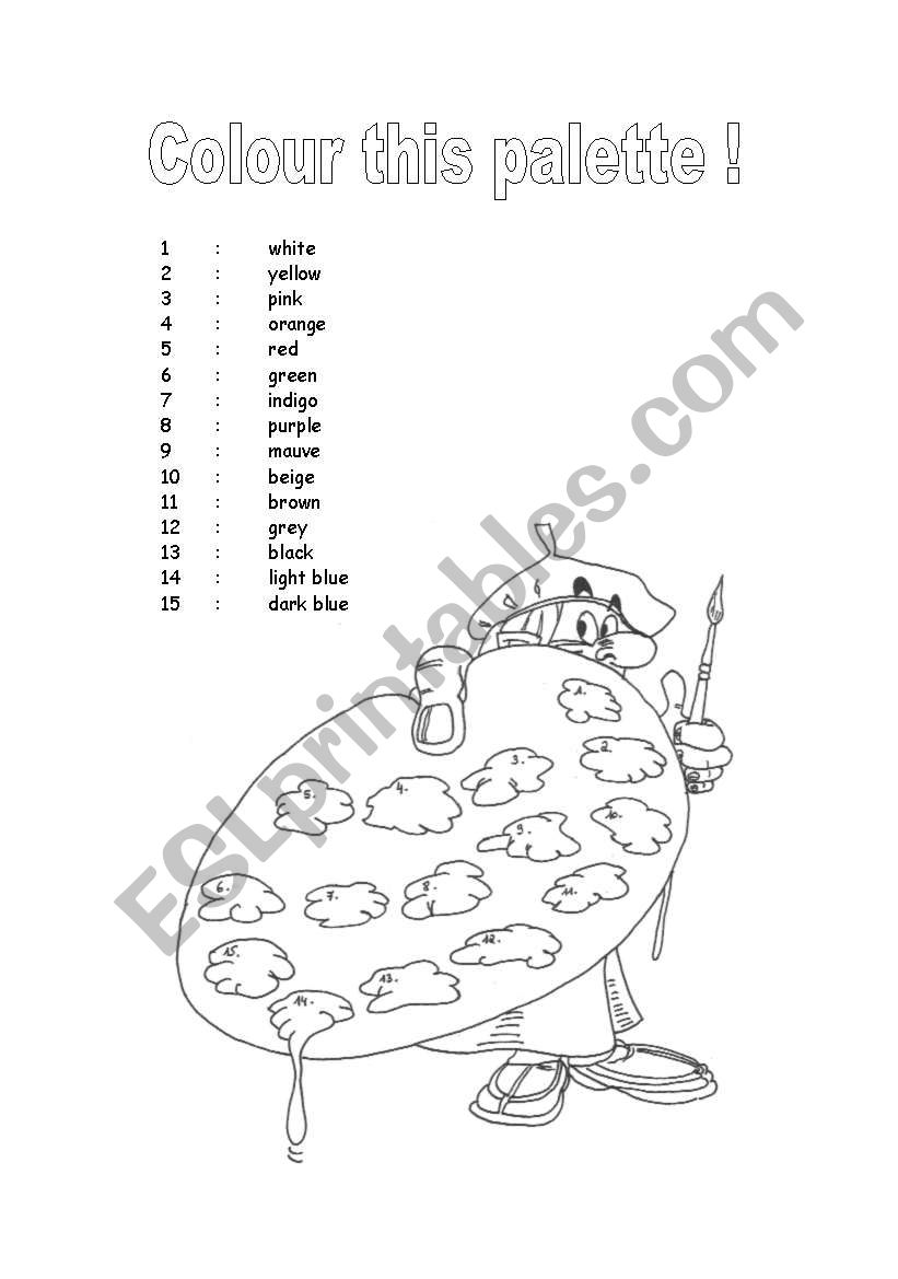 Colour this palette ! worksheet