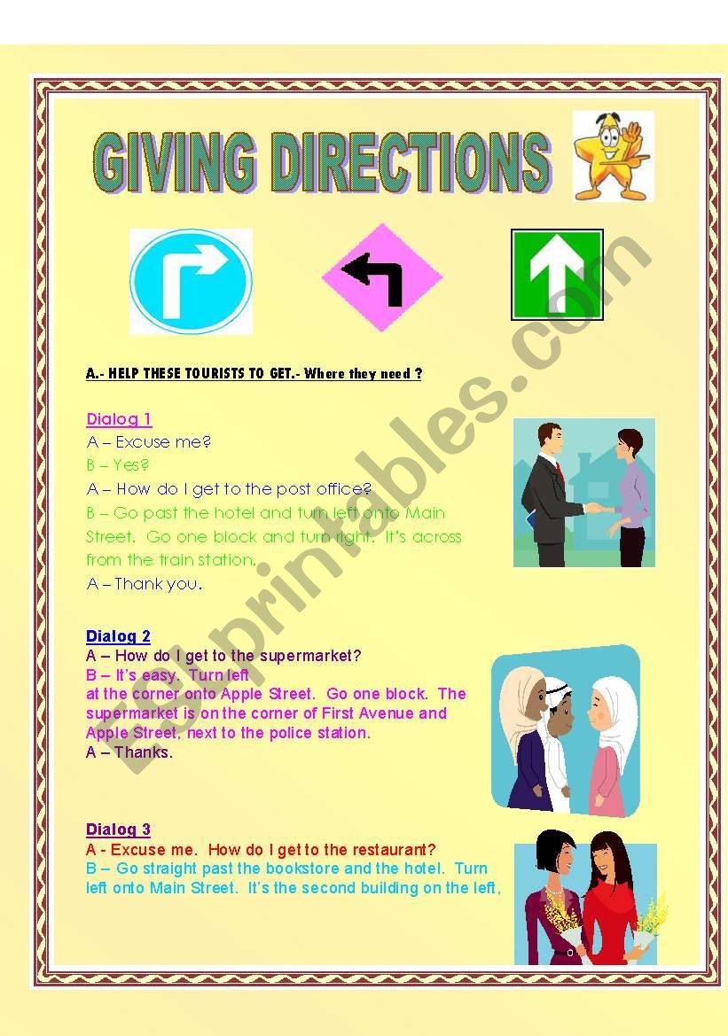 GIVING DIRECTIONS! worksheet
