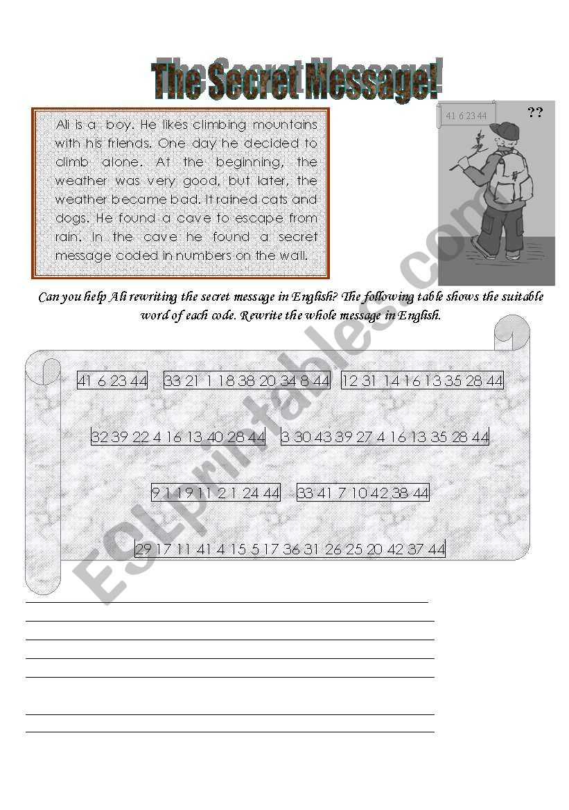 The secret message! worksheet