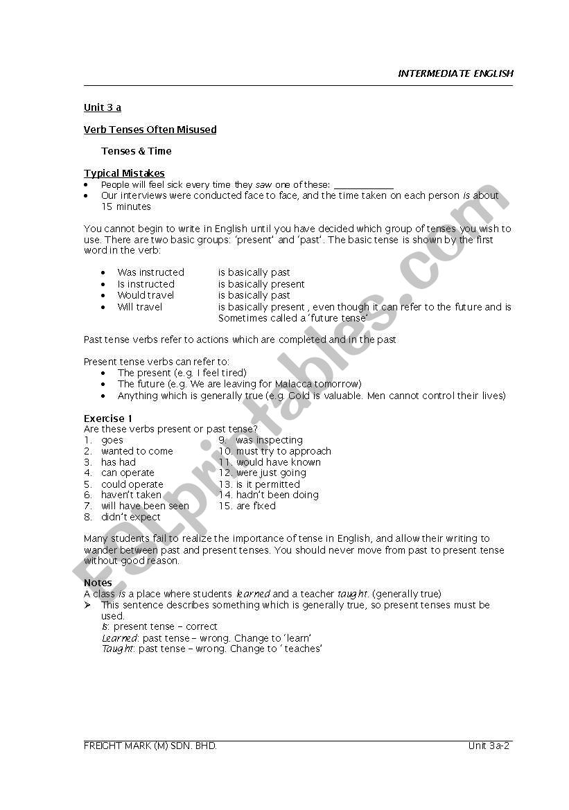 verbs worksheet