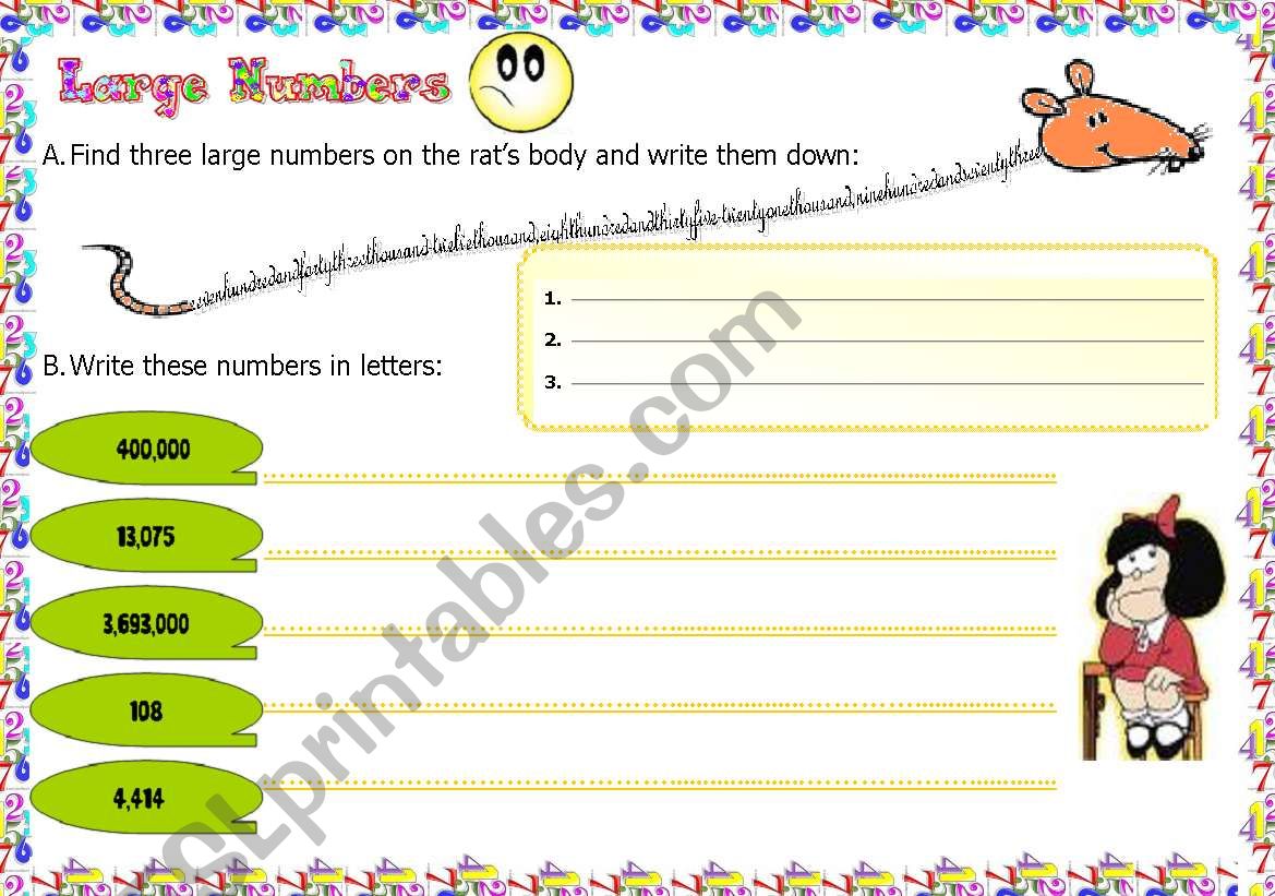 LARGE NUMBERS worksheet