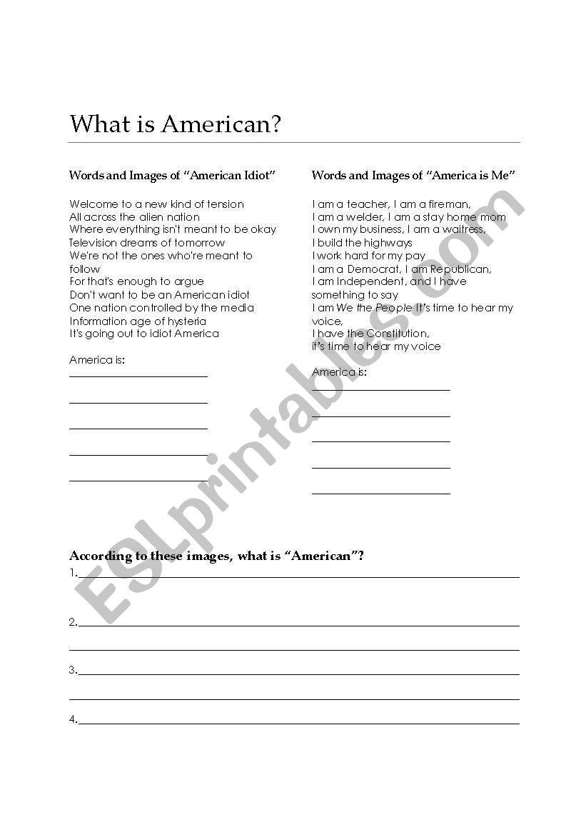 What is American? worksheet