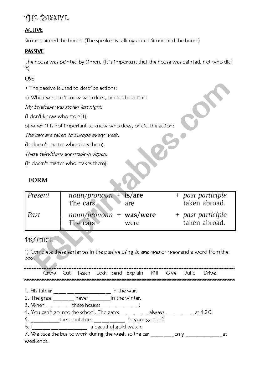 Passive Voice worksheet