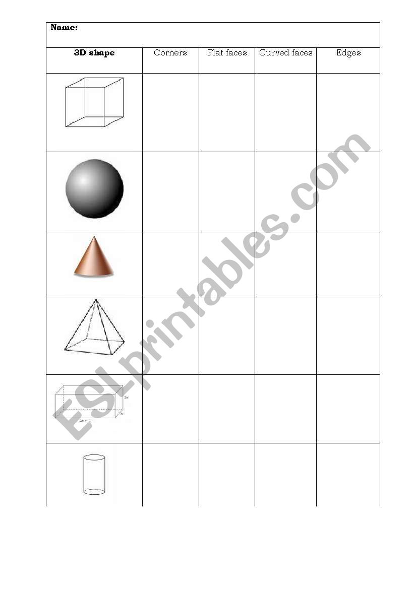 discovering 3d Shapes worksheet