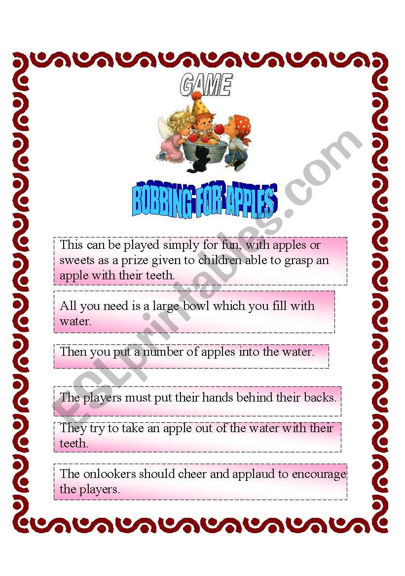 GAME - Bobbing For Apples worksheet