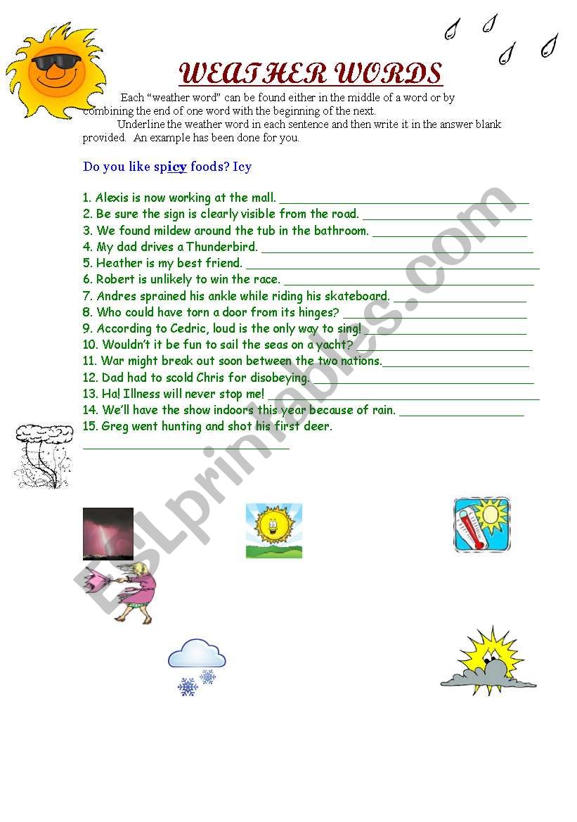 Weather word worksheet