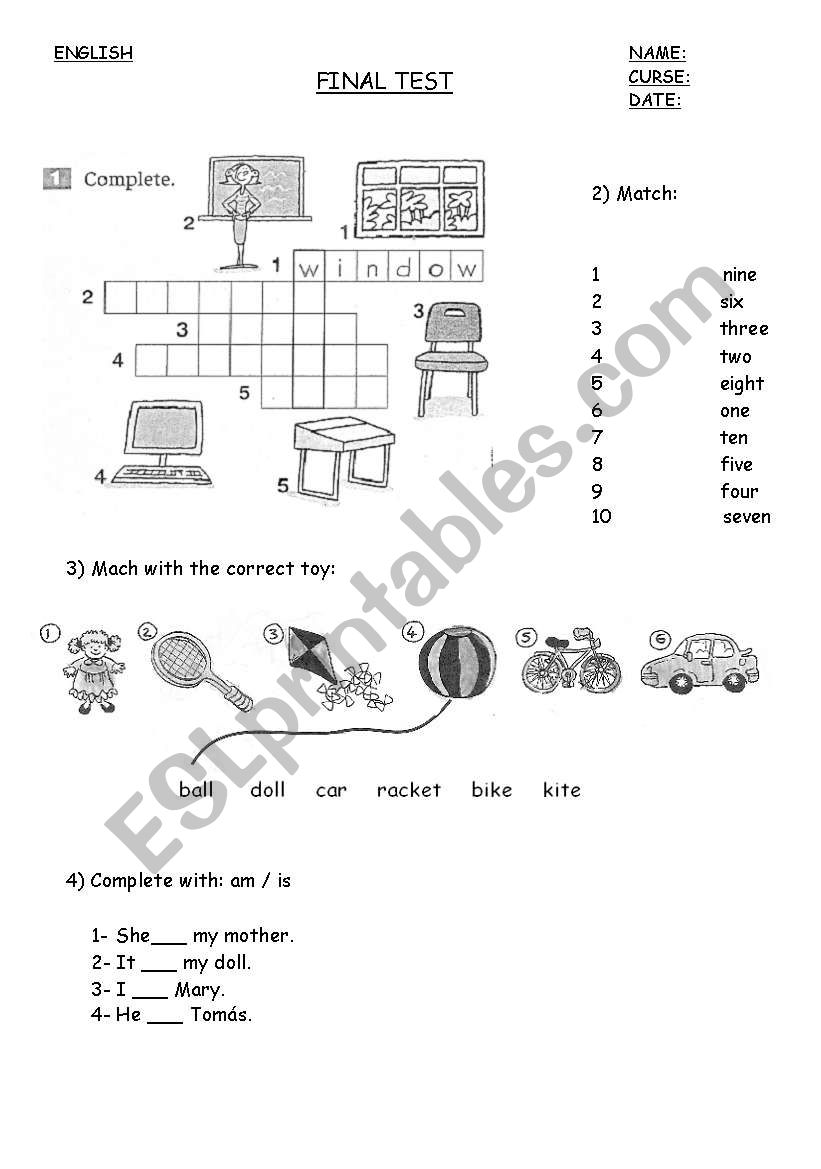 easy test worksheet