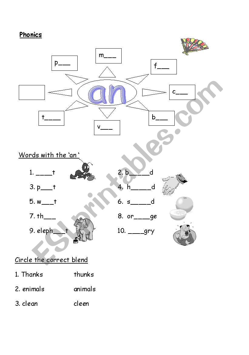 Phonics worksheet