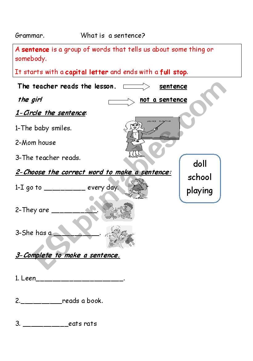 What is sentence worksheet