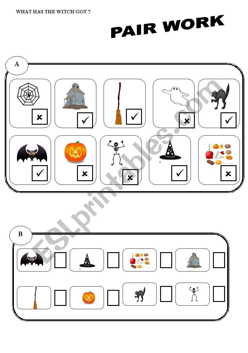 halloween pairwork worksheet