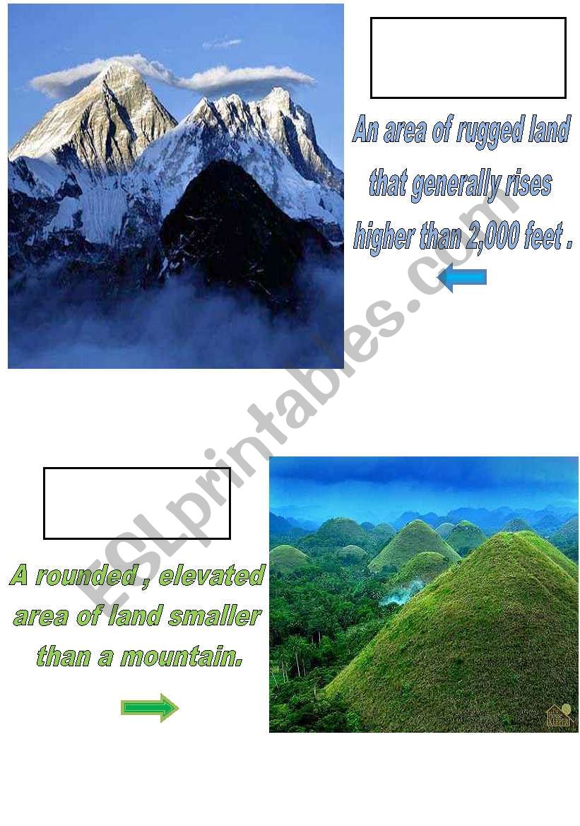 mountain and hills worksheet