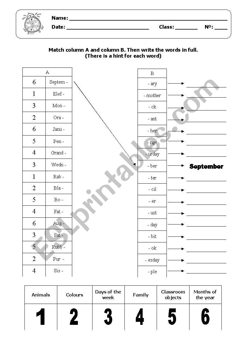 Vocabulary revision exercise worksheet