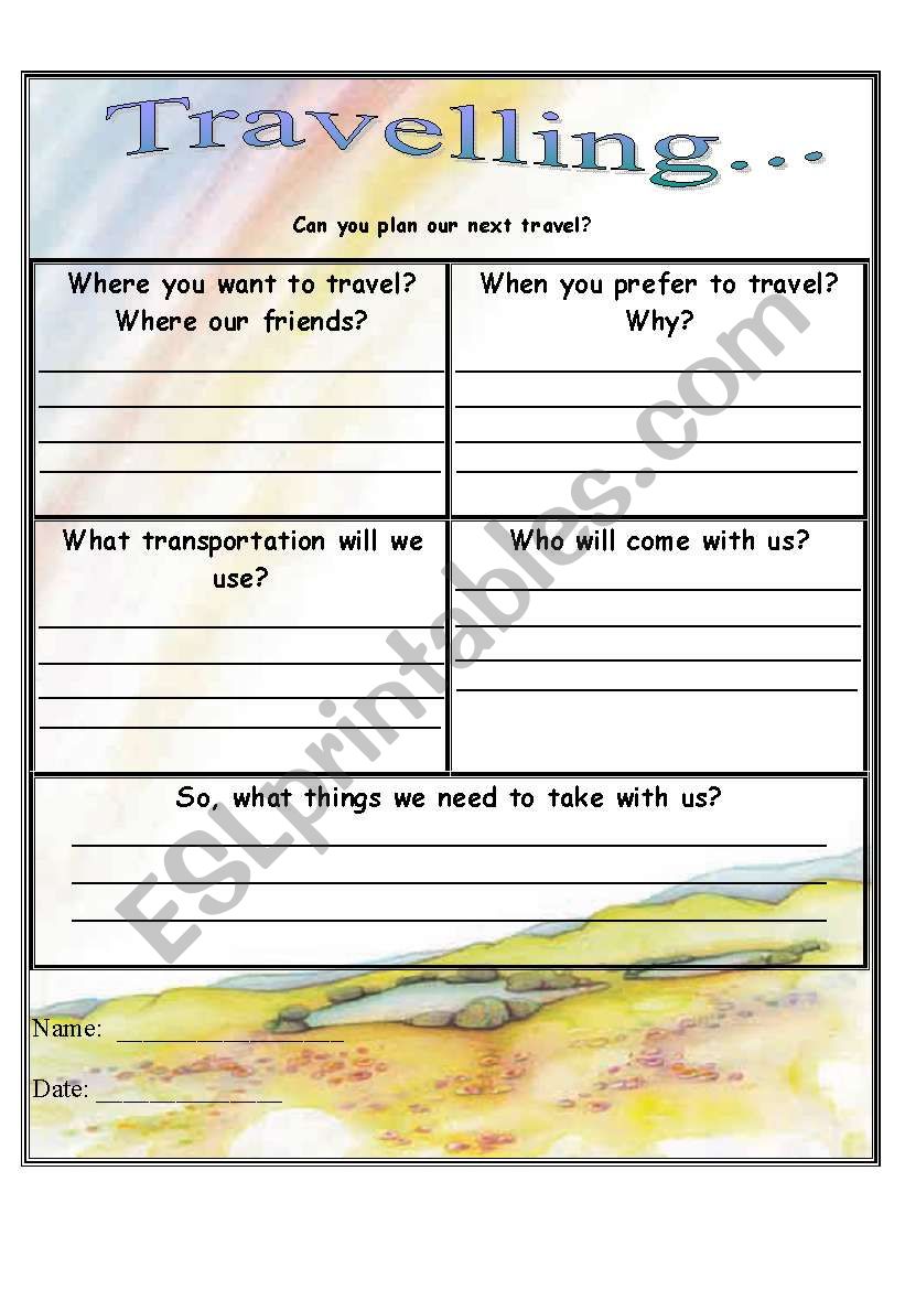 traveling worksheet