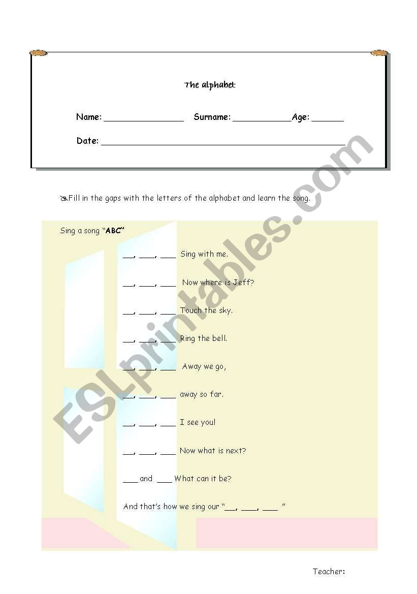 alphabet worksheet