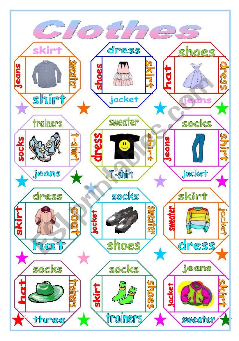 clothes worksheet