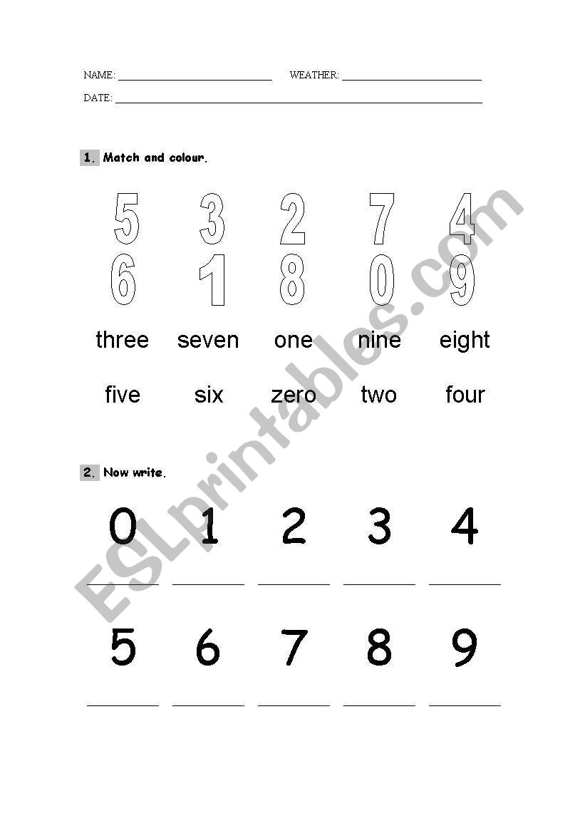 NUMBERS FOR CHILDREN worksheet