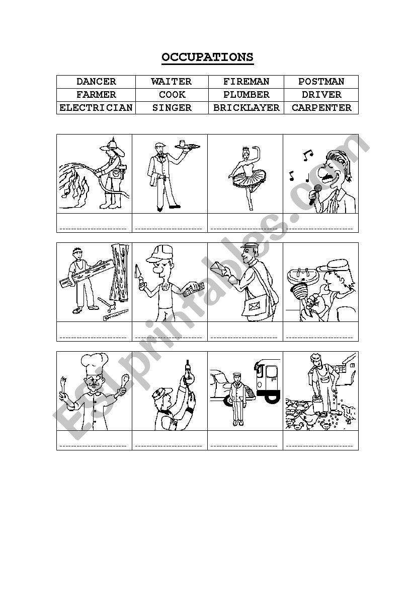 OCCUPATIONS worksheet