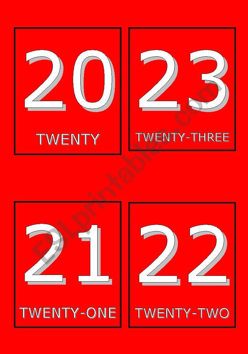 Cardinal numbers. 20/50 (flashcards)