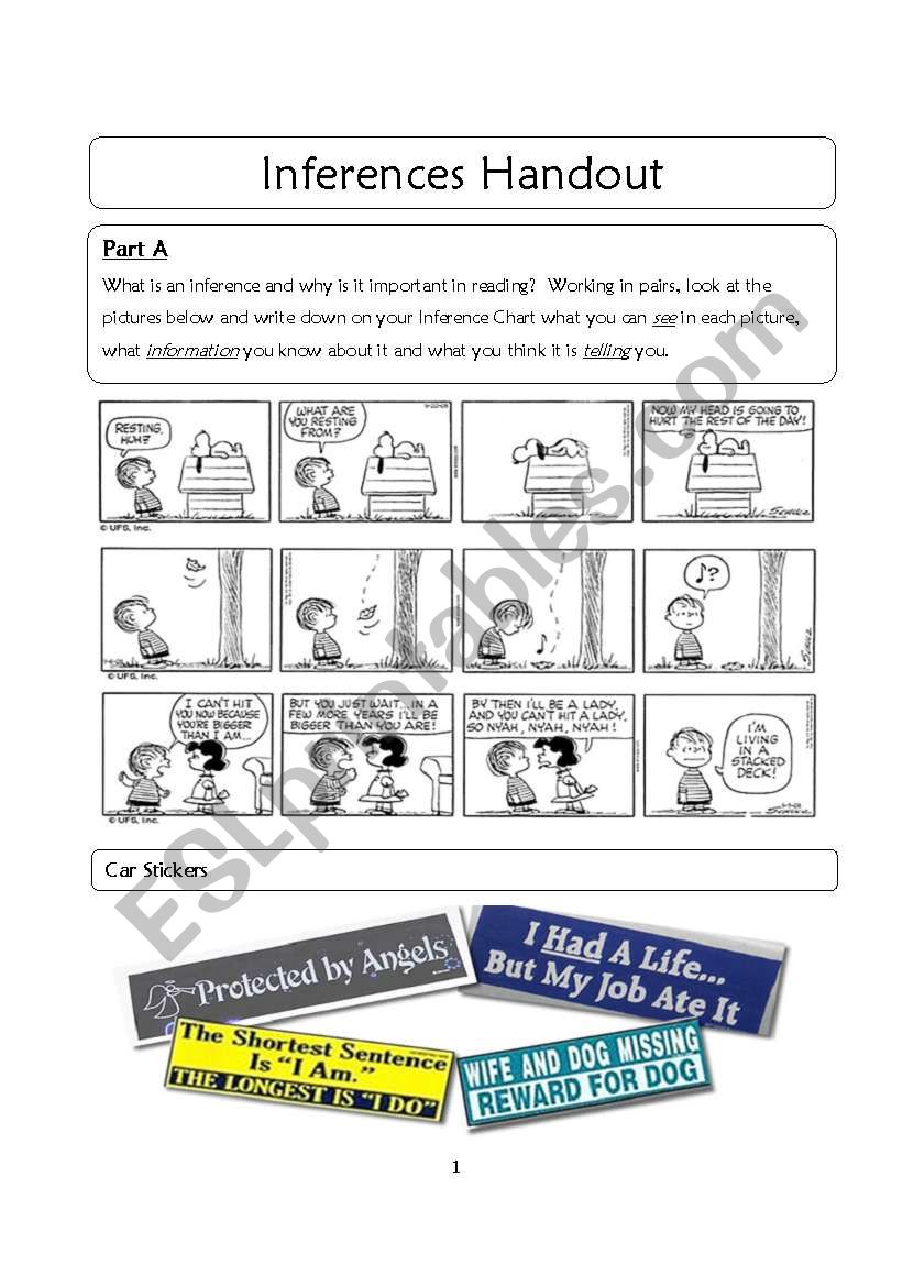 Inferences Handout worksheet