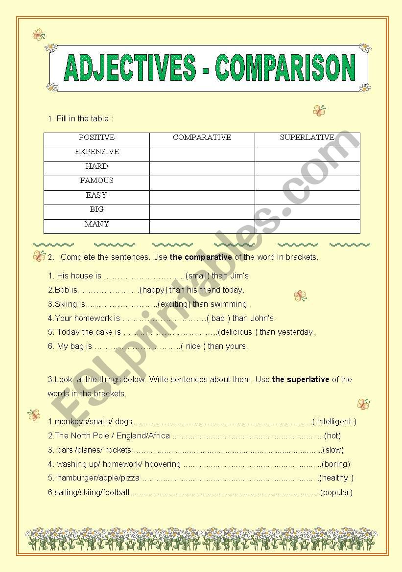 ADJECTIVES - comparison -  group A_2 pages