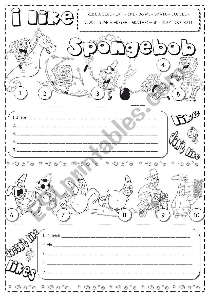 I like ... Spongebob worksheet