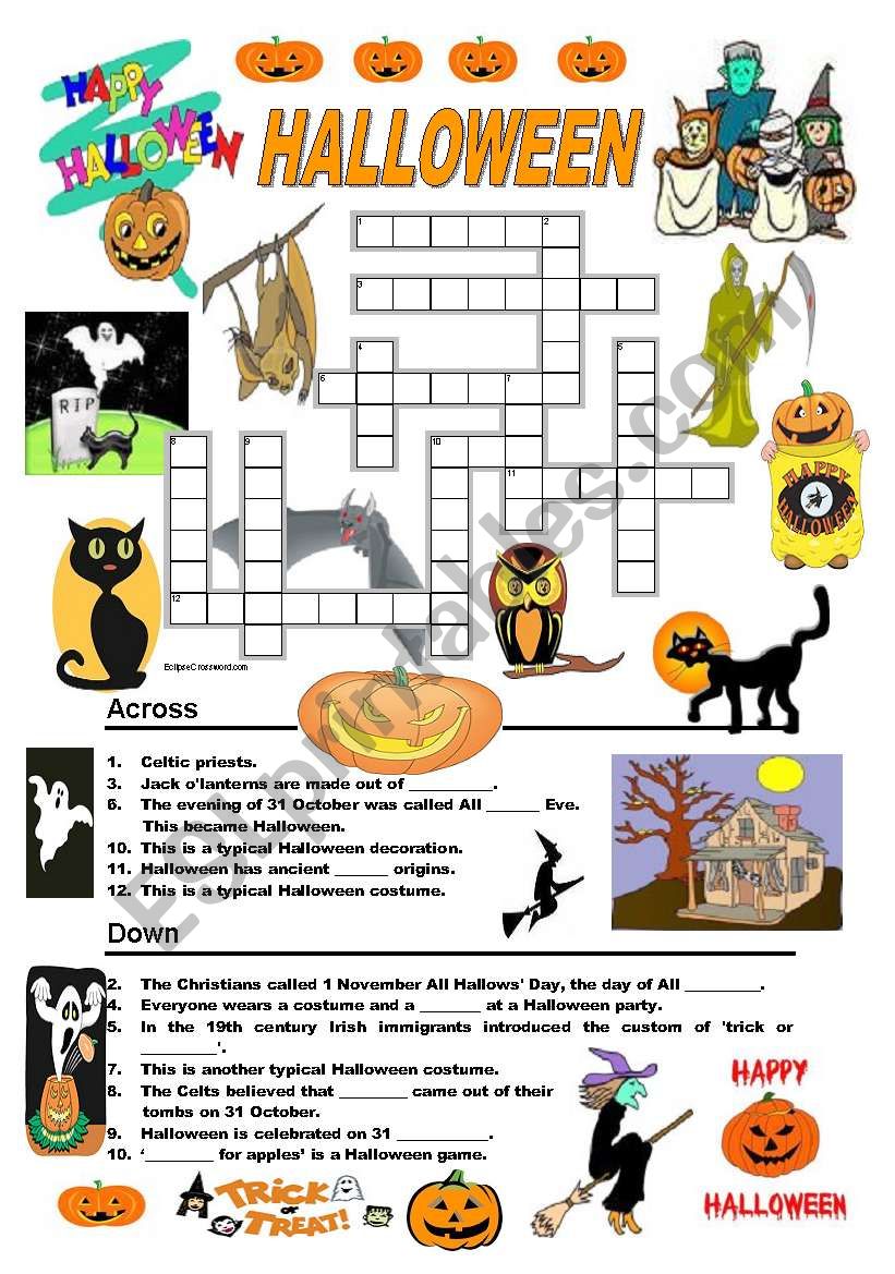 Halloween - crossword worksheet