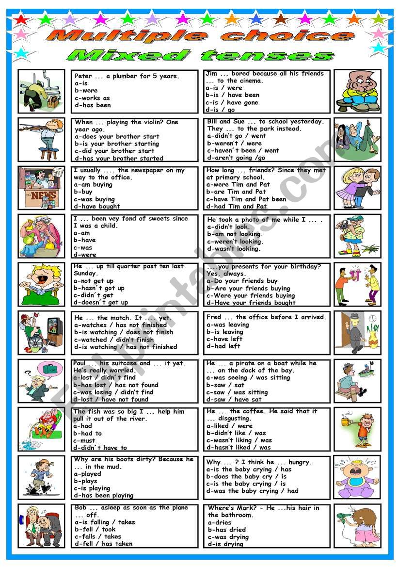 four-tenses-esl-multiple-choice-test-worksheet-english-books-for-kids-english-grammar-for-kids