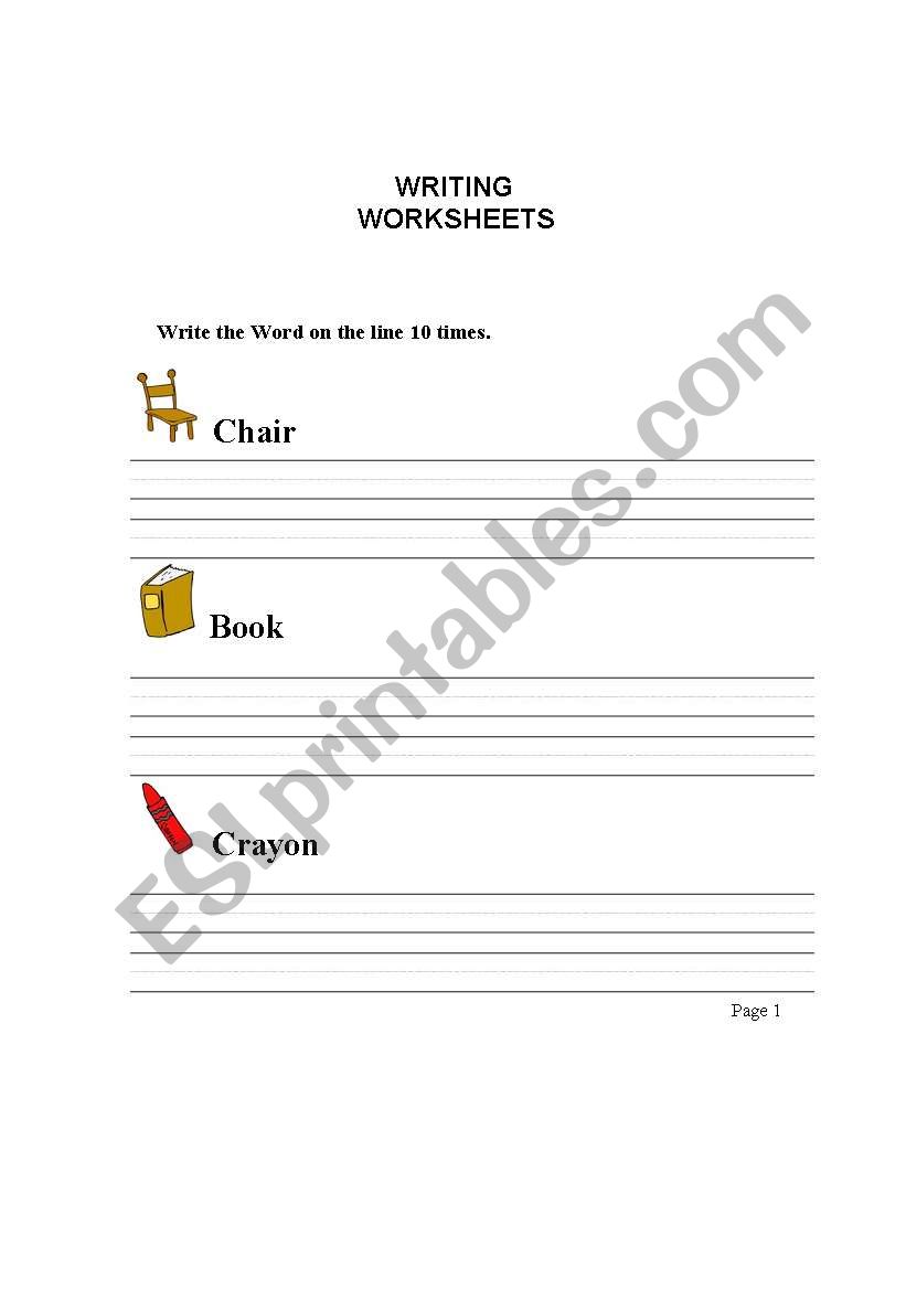 WRITING WORKSHEET worksheet