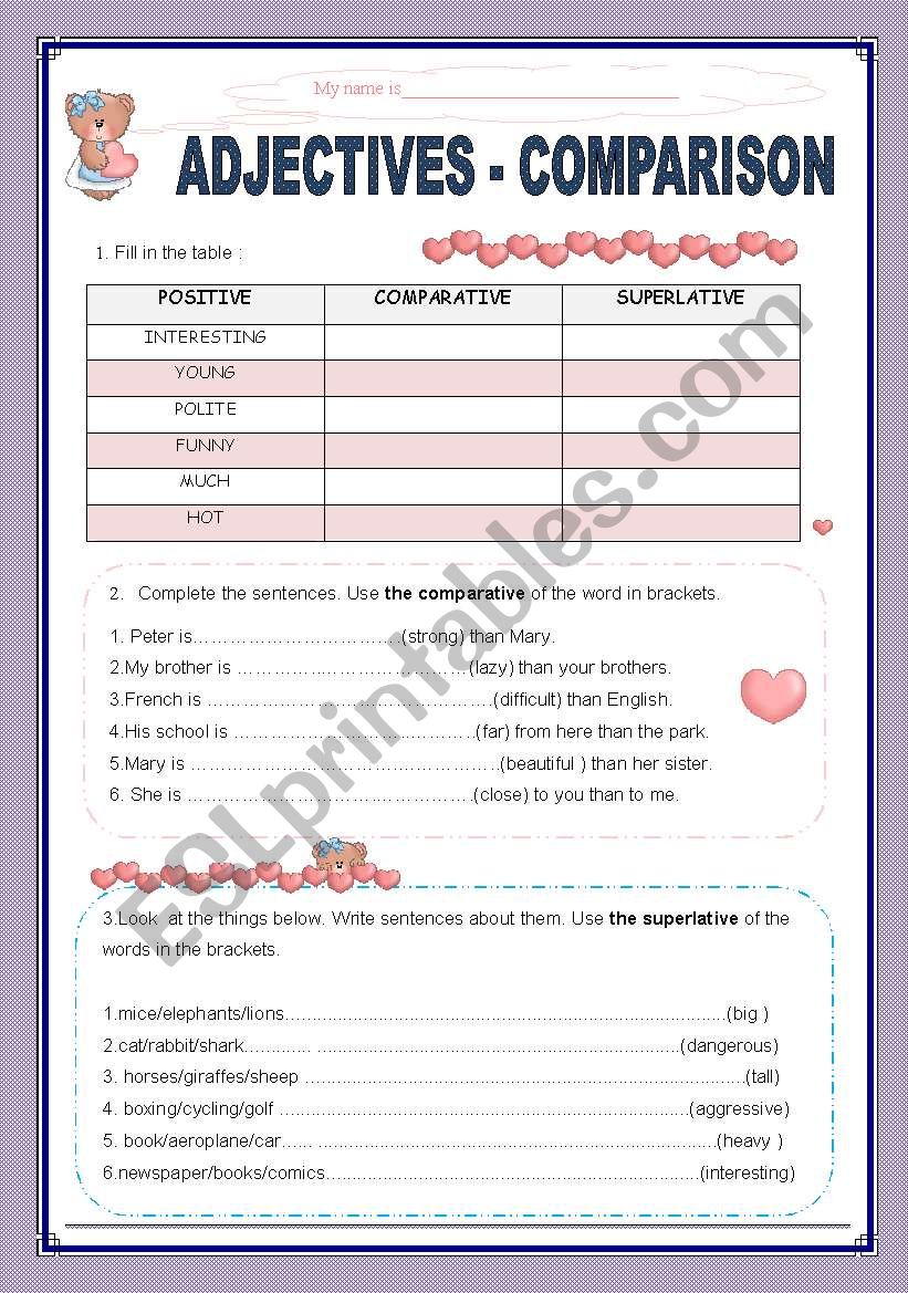 ADJECTIVES - comparison -  group B_2 pages