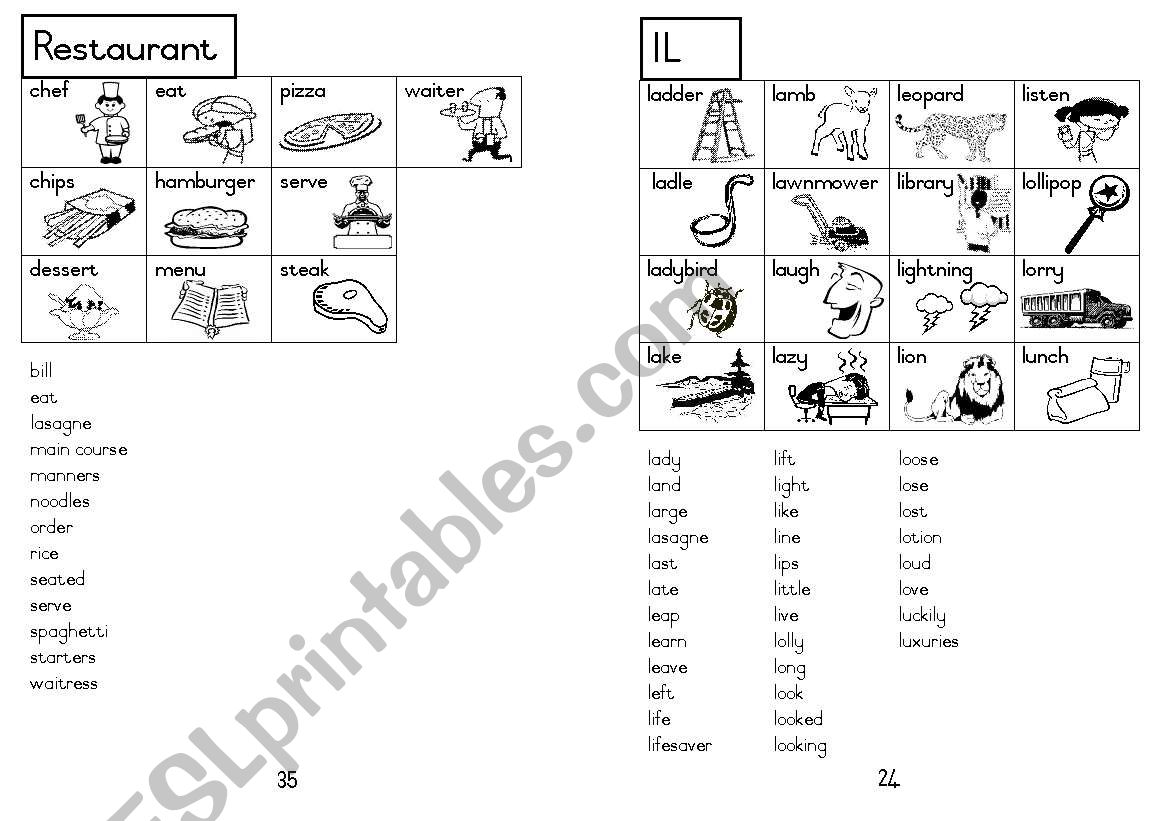A5 Picture Dictionary 25 worksheet